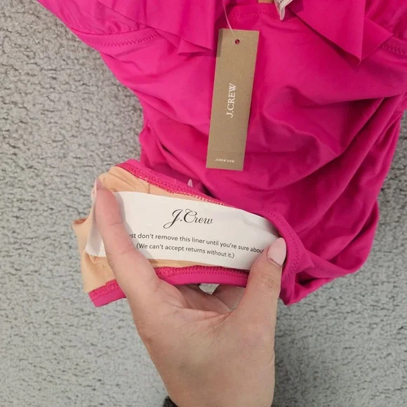 J Crew Ruched Ruffle One-piece Swimsuit 6 Padded Bra Stretch Lined Classic NWT - Picture 6 of 7